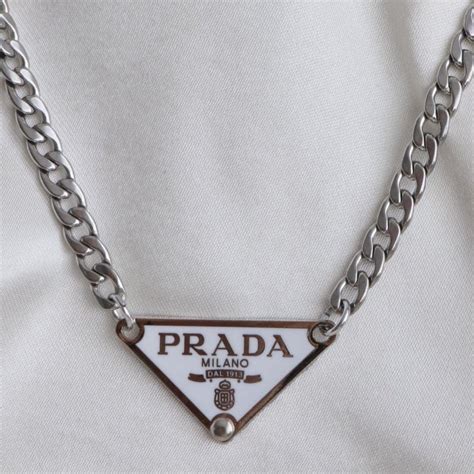 white prada necklace|prada loafers white.